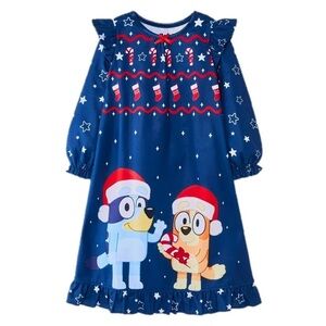 BLUEY HOLIDAY GRANNY DORM NIGHTGOWN- NAVY MULTI SIZES (NEW WITH TAGS) A11
